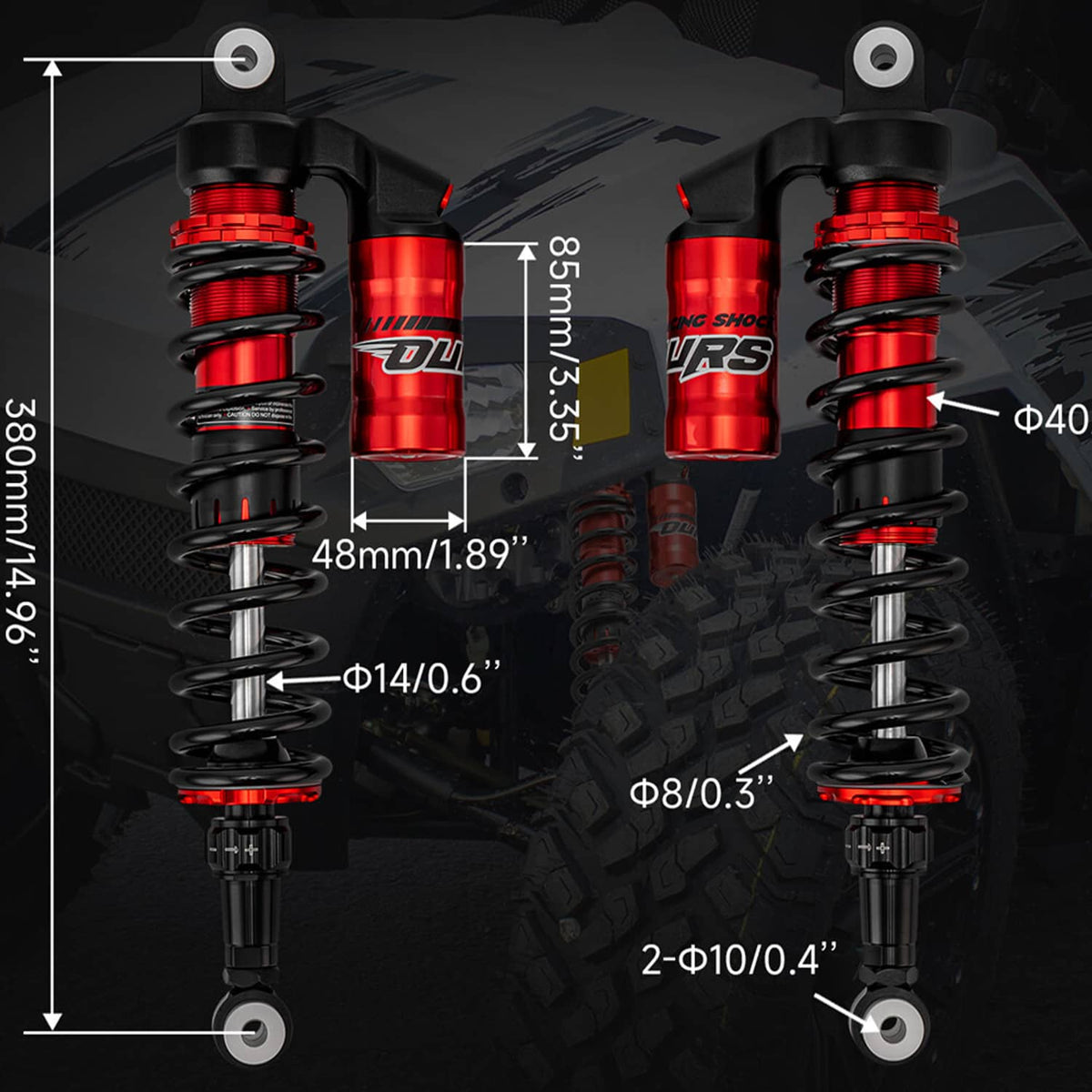 Solidspare Replacement Front Coil-Over Shocks Fit for Polaris Ranger RZR 170, RZR 170 09-21