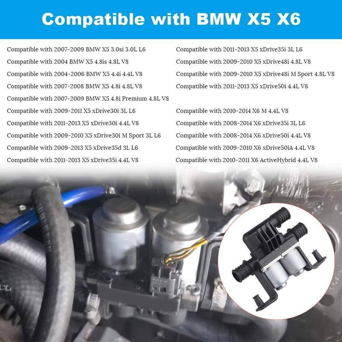 Solidspare Black Heater Control Water Valve For BMW E53 E70 E71 X5 X6 2003-2017 64116910544