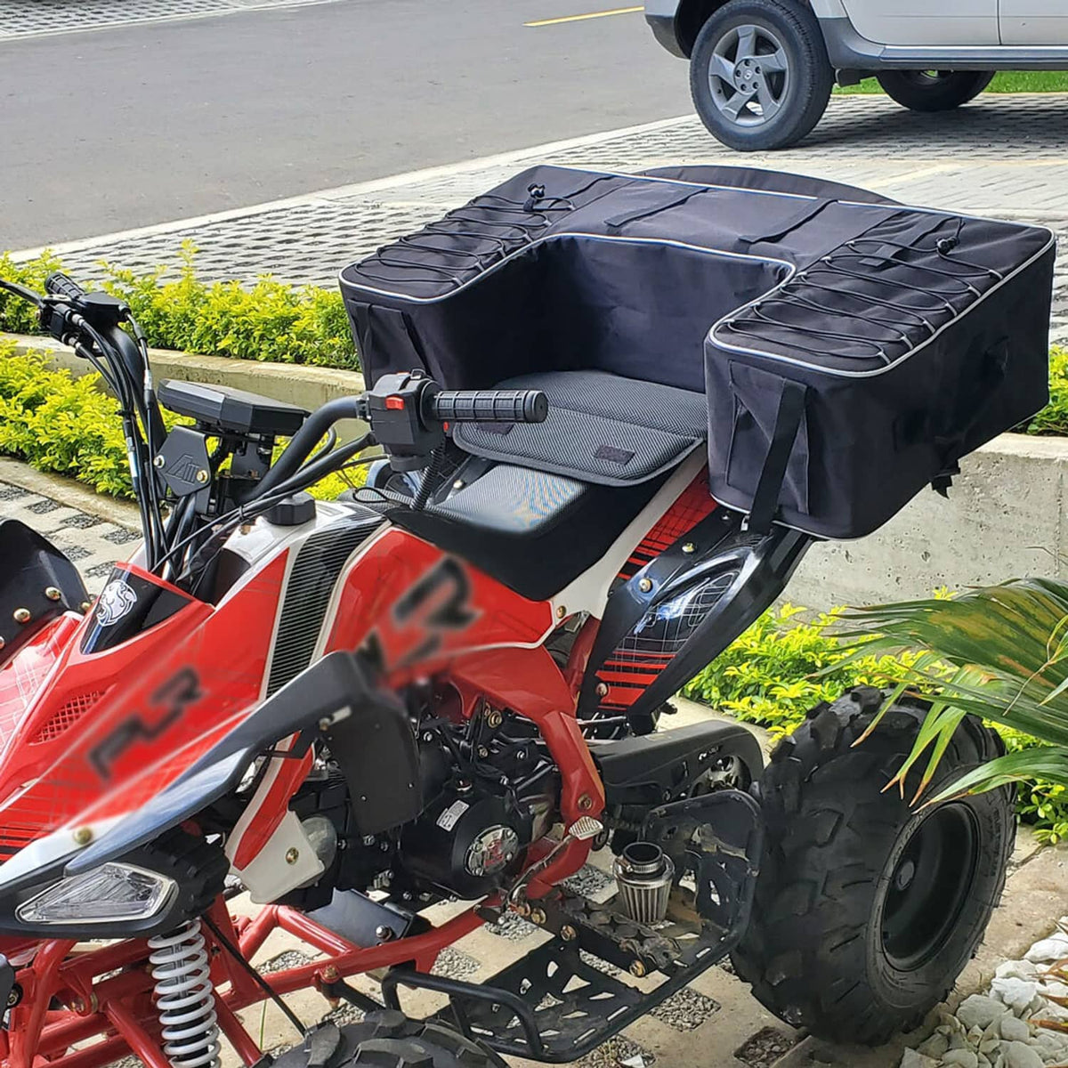 Solidspare Removable Large ATV Rear Seat Bag Storage Bags Frame Rack Bag w/Cushion Black