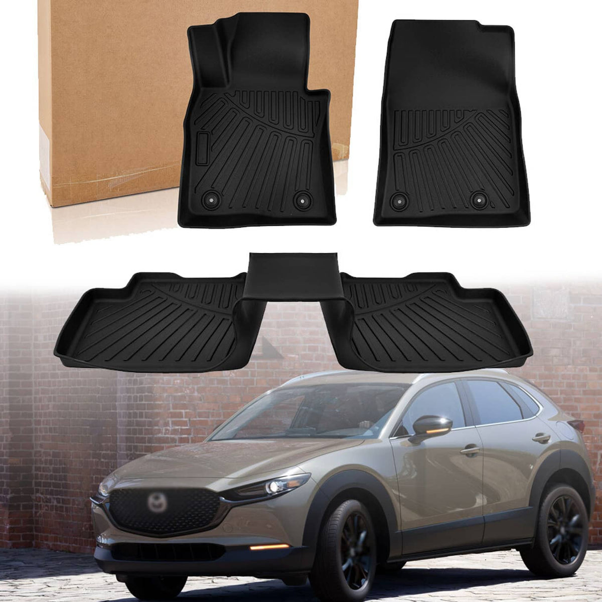 Solidspare Floor Mats Liner Carpets Fits For 2020-2025 Mazda CX-30 TPE Rubber All Weather