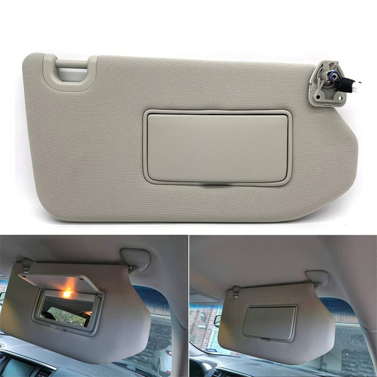 Solidspare Right Passenger Sun Visor with Lamp for 2013-2018 Nissan Pathfinder QX60 Grey