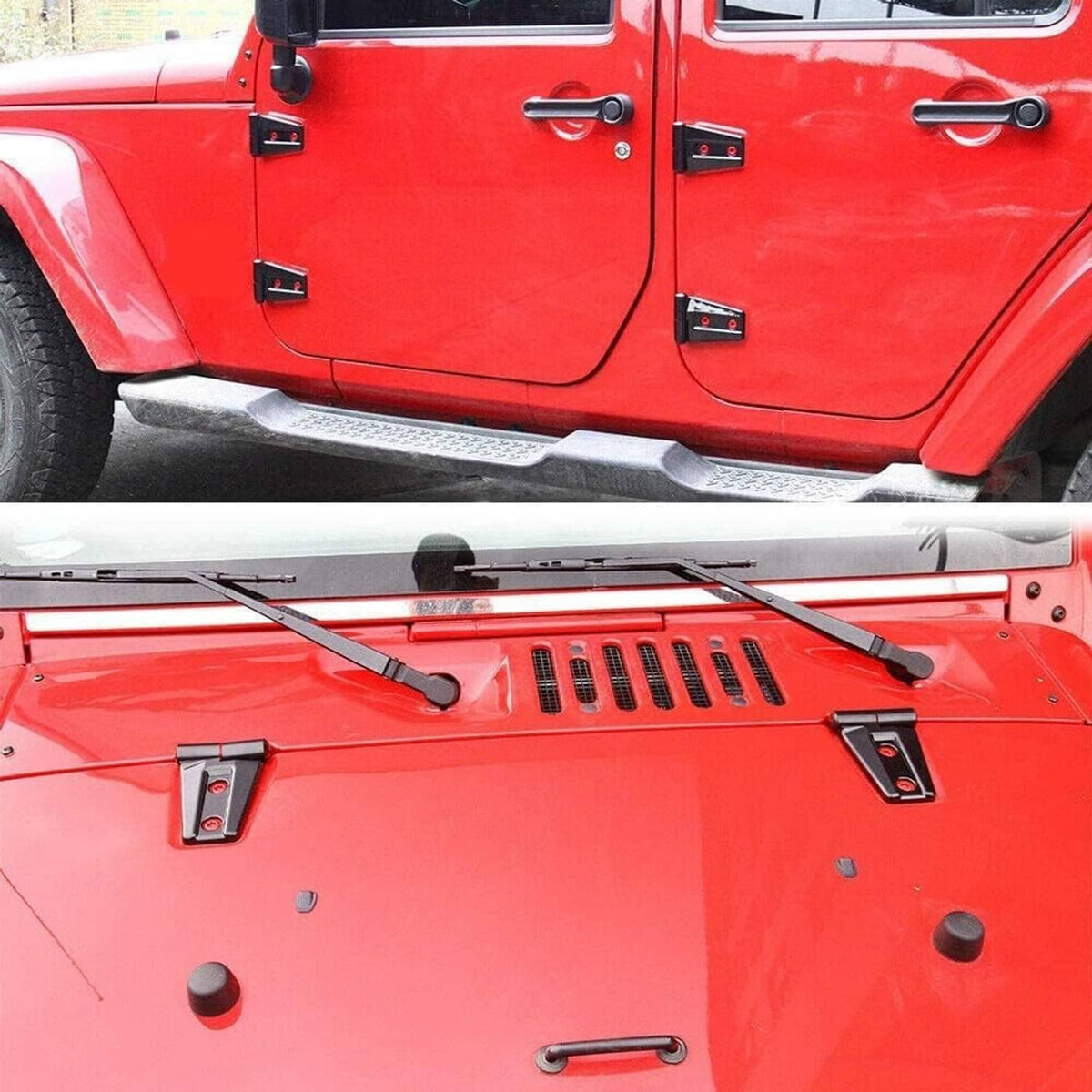 Solid Spare Exterior Door Hinge Cover & Hood Hinge Trim for Jeep Wrangler JK JKU 2007-2017