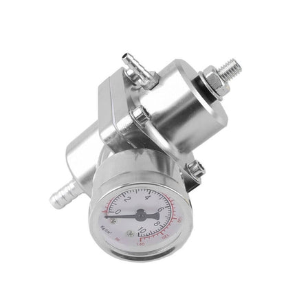Solidspare Universal Adjustable Fuel Pressure Regulator Kit w/0-140 Psi Gage & Hose Sliver