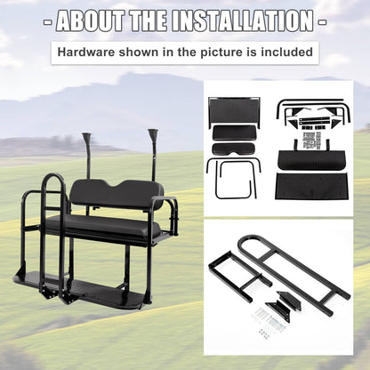 Solidspare Rear Flip Seat Back Seat Kit For Club Car PRECEDENT/TEMPO Golf Cart w/ Grab Bar