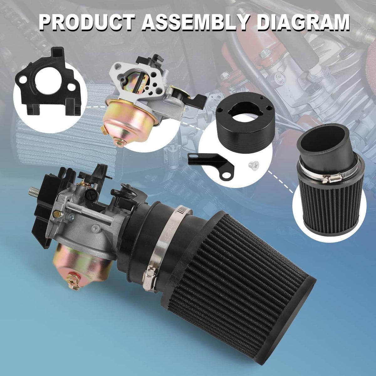Solidspare For Predator 301cc 420cc 389cc 13hp 15hp Upgrade Air Filter Adapter Jet Kit