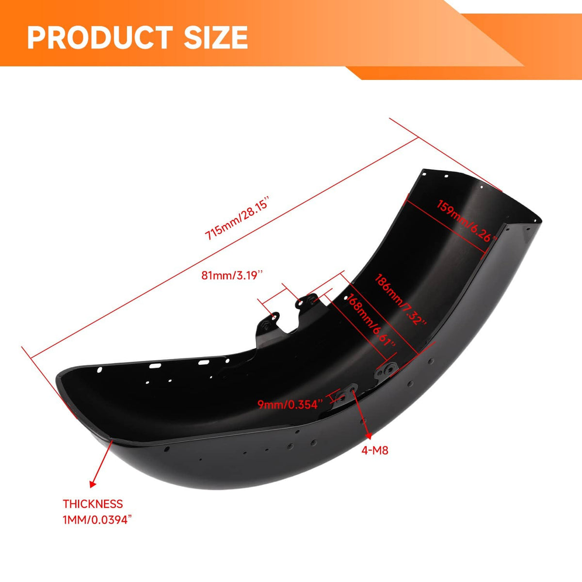 Solidspare Steel Wrap Front Fender Vivid Black For Harley Touring Street Road Glide 14-24