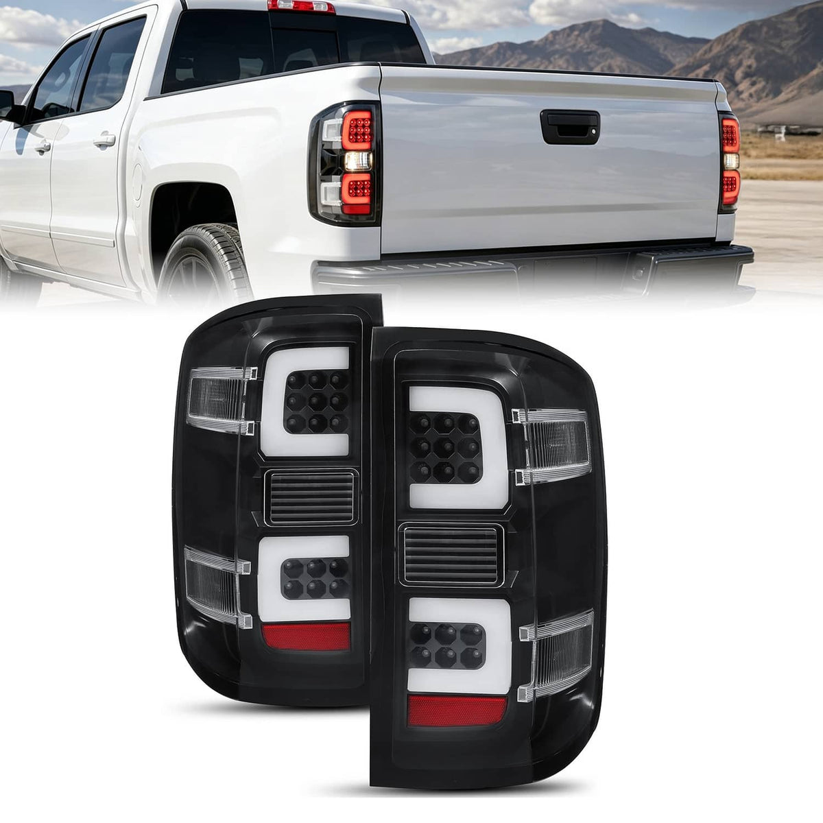 Solid Spare Sequential Led Tail Lights For Chevy Silverado 1500 2500 3500HD 2014-2018