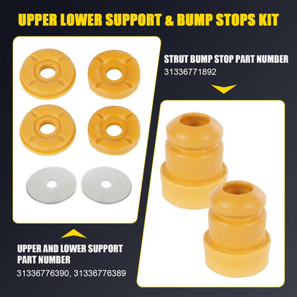 Solidspare Front Strut Shock Mount Support Upper Lower Bump Stop Kits Fit BMW X5 X6 E70 E71