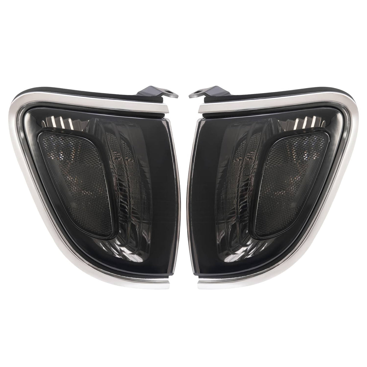 Solid Spare Pair of Smoke Lens Chrome Trim Corner Lights Lamps For Toyota Tacoma 2001-2004