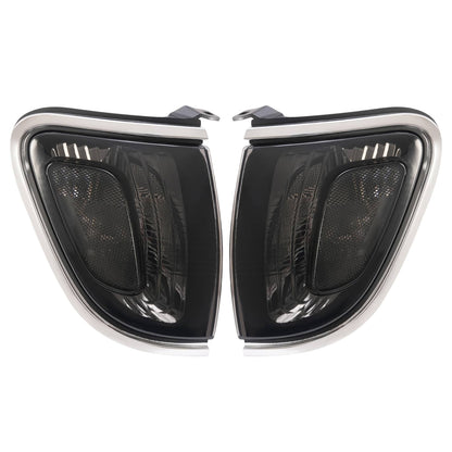 Solid Spare Pair of Smoke Lens Chrome Trim Corner Lights Lamps For Toyota Tacoma 2001-2004