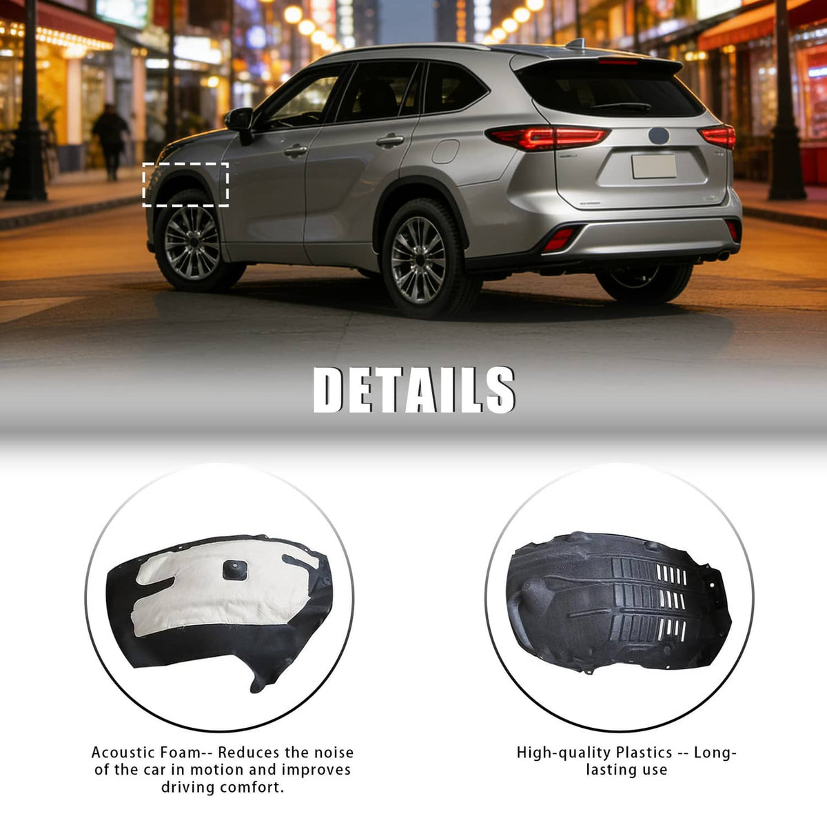 Solidspare Front Driver & Passenger Side Fender Liners Set For 2020-2024 Toyota Highlander