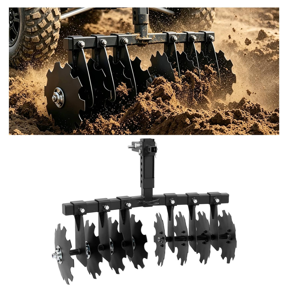Solidspare 34" Disc Plow Harrow w/ 2-inch Receiver Hitch 8-blade disc For Tractor ATV UTV