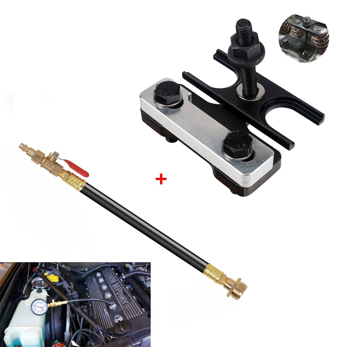 Solidspare LS Engine Valve Spring Compressor Tool & Air Holding Hose For GM LS1 LS3 LS2 LS6