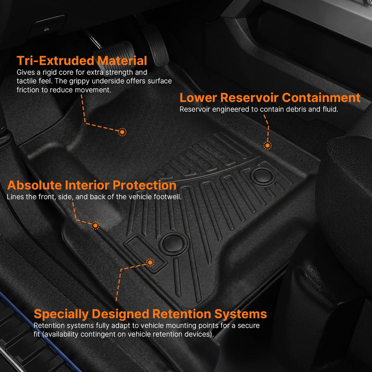 Solidspare Front & Rear Floor Mats Liner For 2015-2020 Chevrolet Tahoe / GMC Yukon (Not XL)