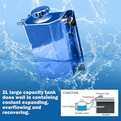 Solidspare Universal 2L Aluminum Coolant Radiator Overflow Recovery Water Tank Bottle New