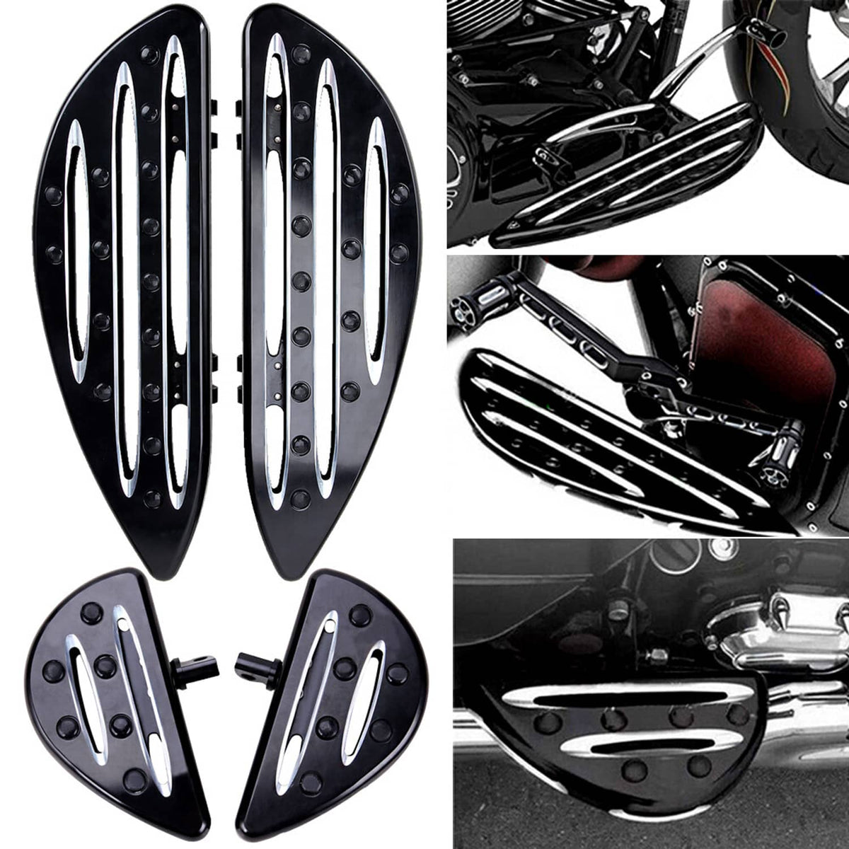 Solidspare Front+Rear Driver Passenger Stretched Floorboard For Harley Touring Models 1984+
