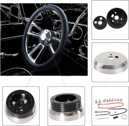 Solidspare 5 & 6 Hole Steering Wheel Polished Hub Adapter For Chevy Flaming River Ididit GM