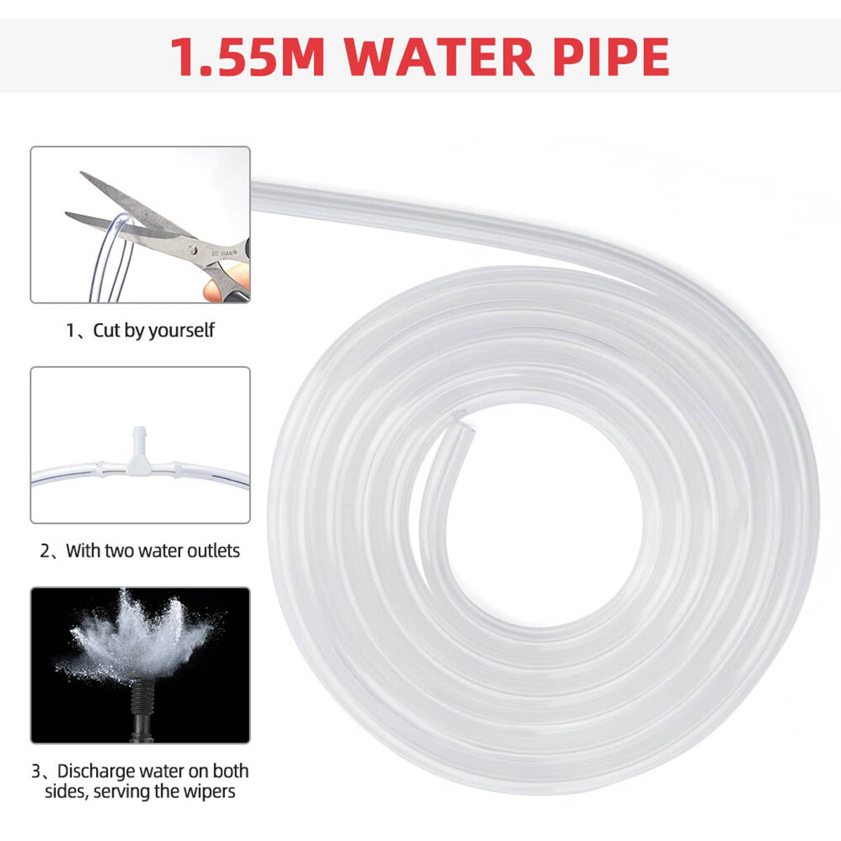 Solidspare Windshield Washer Bottle Tank Pump Wiper System Reservoir Kit 12V Universal 1.5L