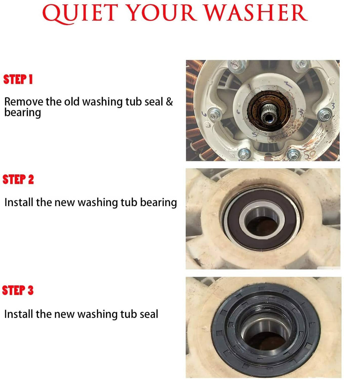 Solid Spare Front Load Washer Tub Bearings and Seal Kit for LG & Kenmore / Sears 4280FR4048