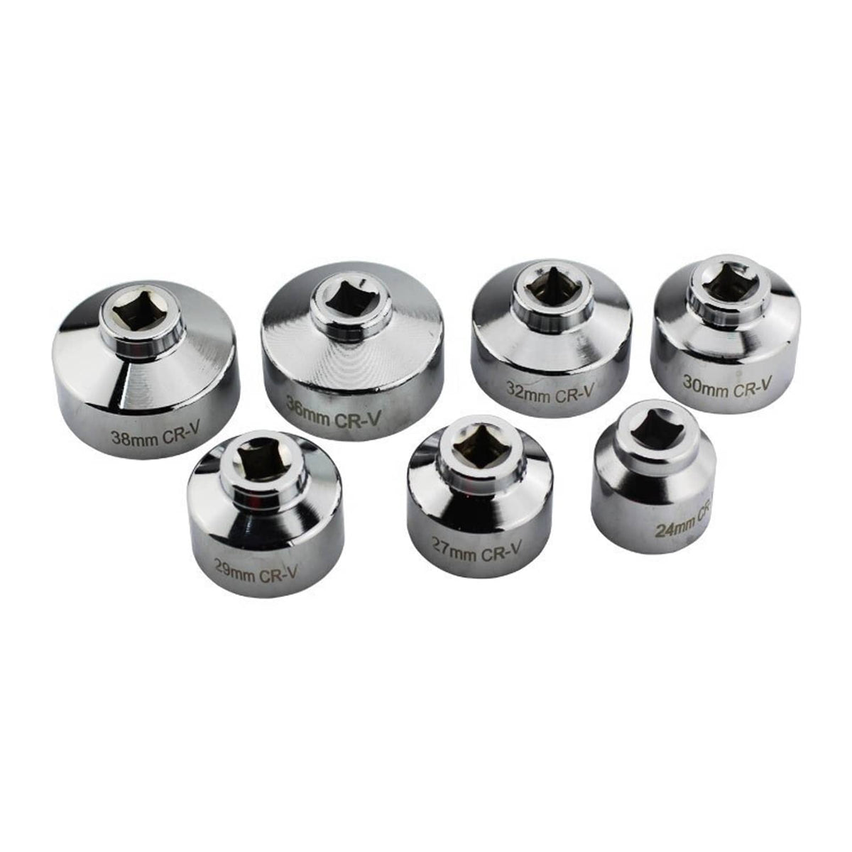 Solid Spare 7PCS Oil Filter Socket Set Cup Socket Tool Set Cap Wrench 24 27 29 30 32 36 38mm