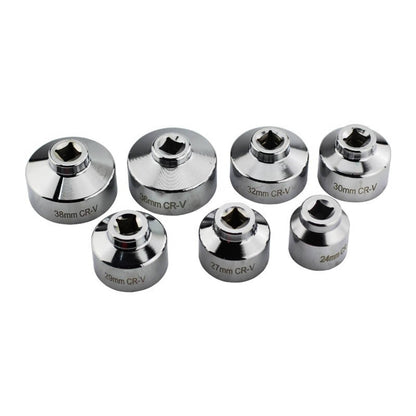 Solid Spare 7PCS Oil Filter Socket Set Cup Socket Tool Set Cap Wrench 24 27 29 30 32 36 38mm