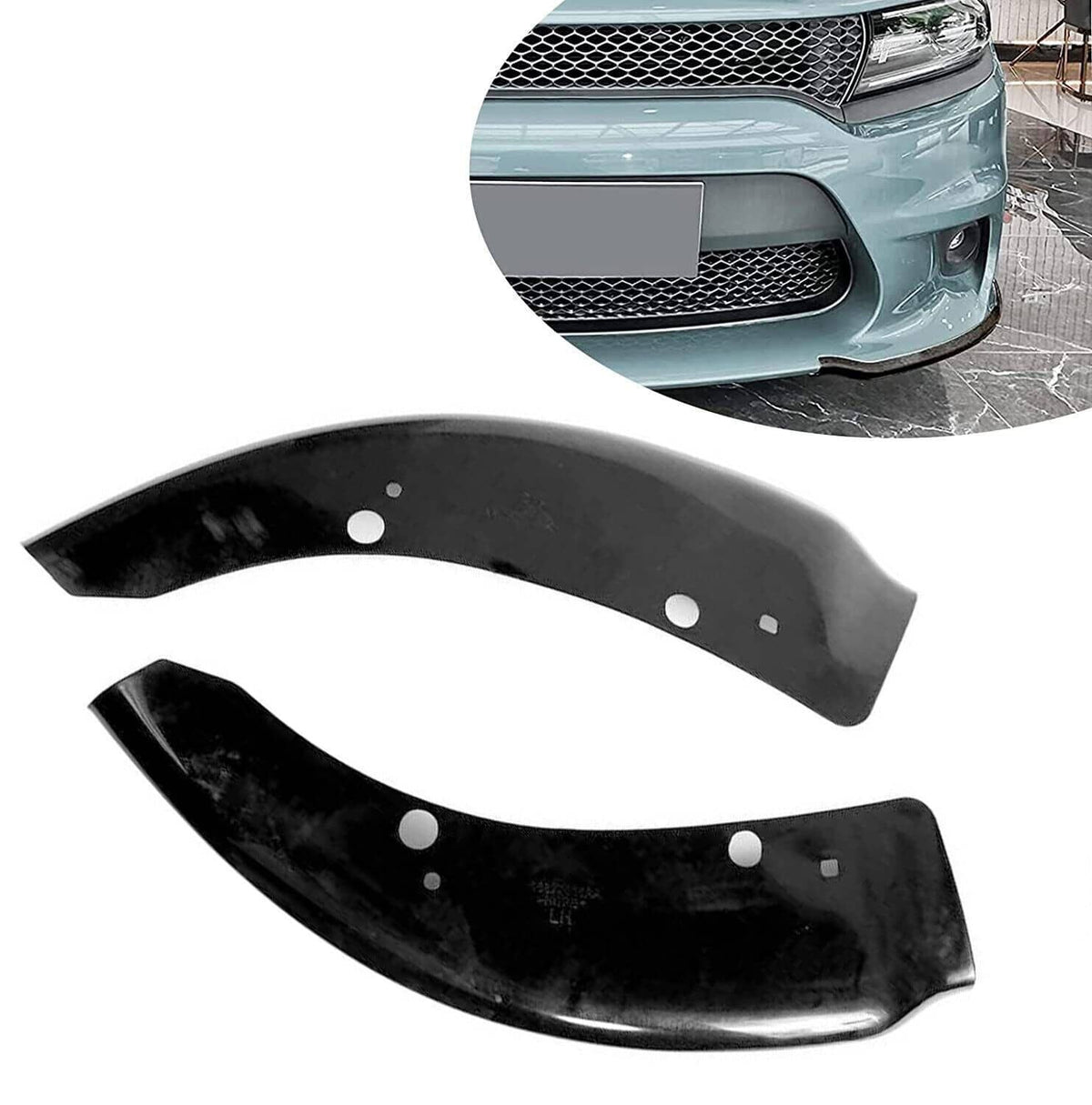 Solidspare Front Bumper Lip Splitter Trim Cover For 2015-2021 Dodge Charger SRT Scat Black