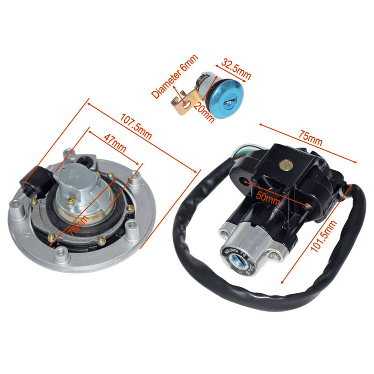 Solidspare Fit For Suzuki GSXR600 750 1000 SV650 Ignition Switch Fuel Gas Tank Cap Lock Key