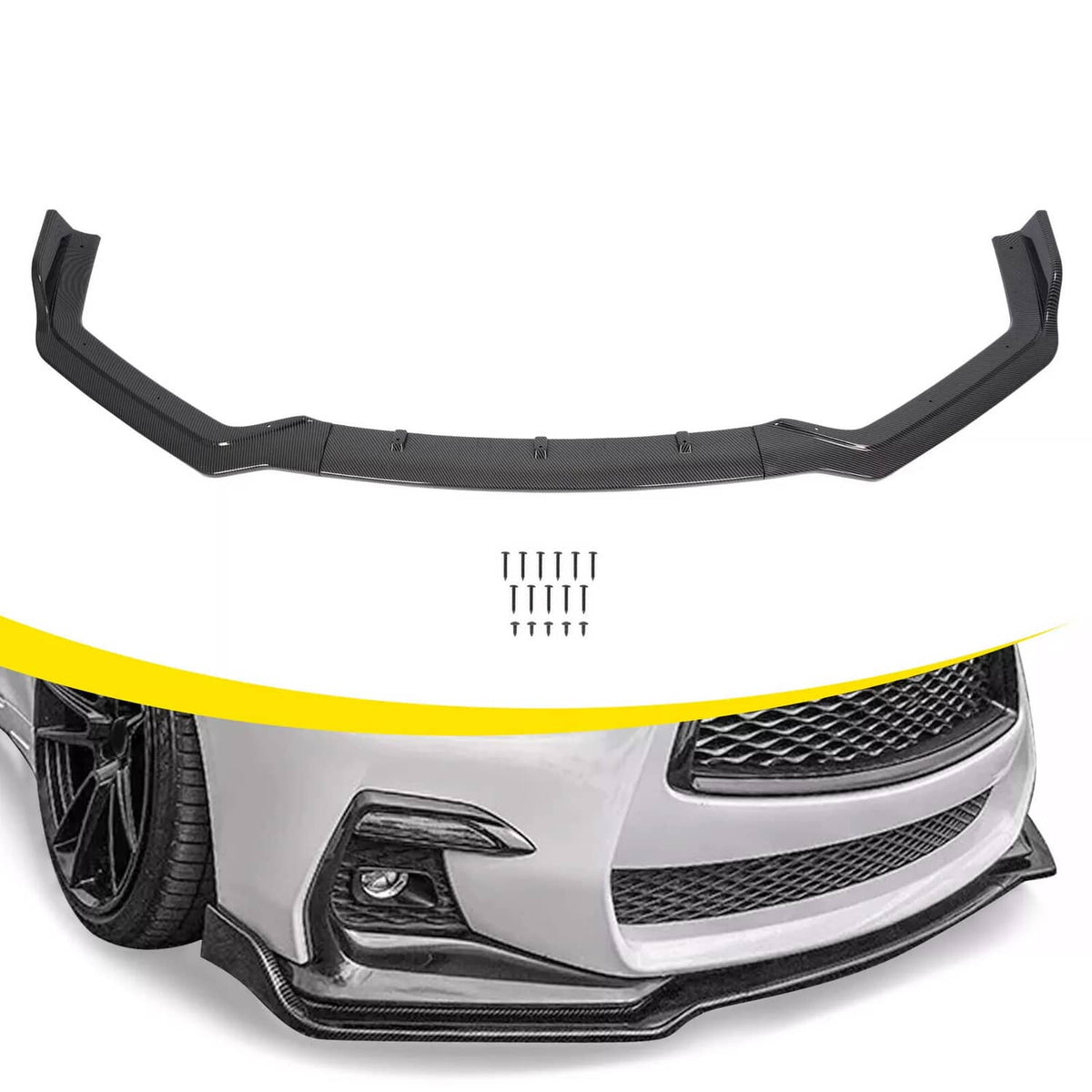 Solid Spare For Infiniti Q50 Sport 2018-2023 Carbon Fiber Front Bumper Lip Spoiler Splitter