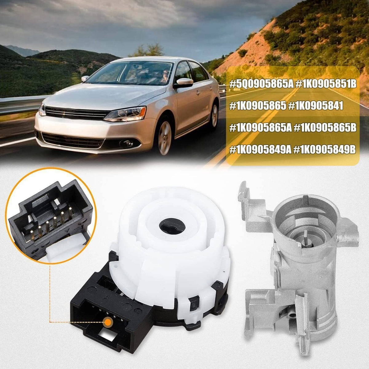 Solidspare Ignition Switch With Lock Cylinder Key For VW Golf Jetta Rabbit Audi 2006-2011