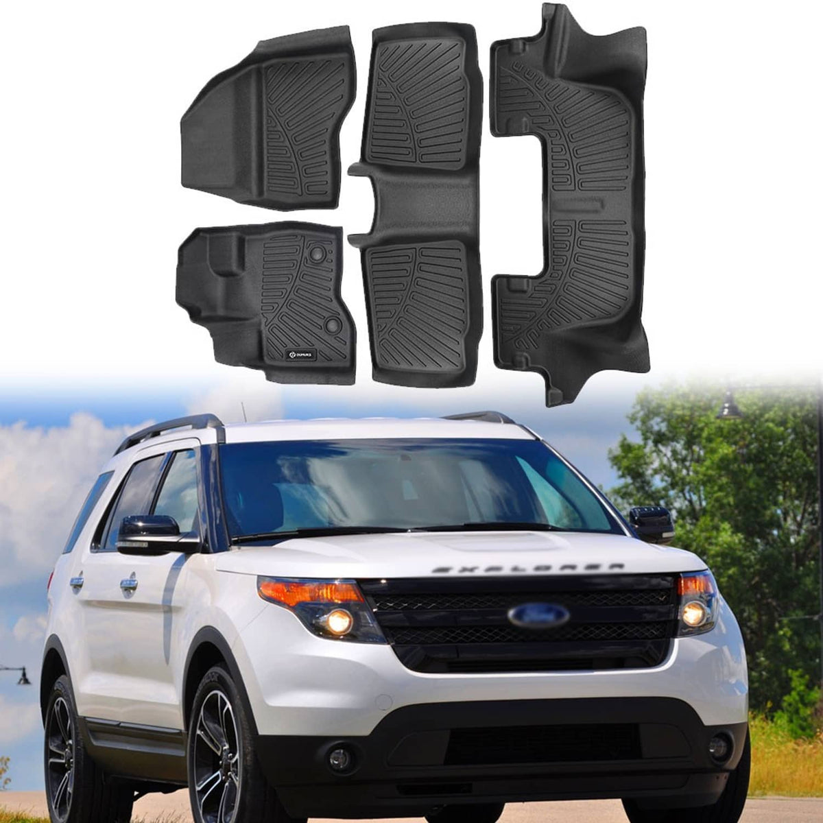 Solidspare Car Floor Mats Liners For Ford Explorer Bench Seating 2011 2012 2013 2014 TPE