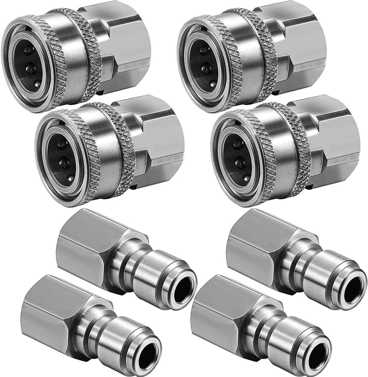 Solidspare 4 Sets NPT 3/8 Inch Stainless Steel Male and Female Quick Connector Kit Pressure
