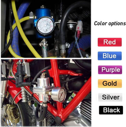 Solidspare Universal Red Adjustable Fuel Pressure Regulator + Gauge+ Fitting Kit Aluminum