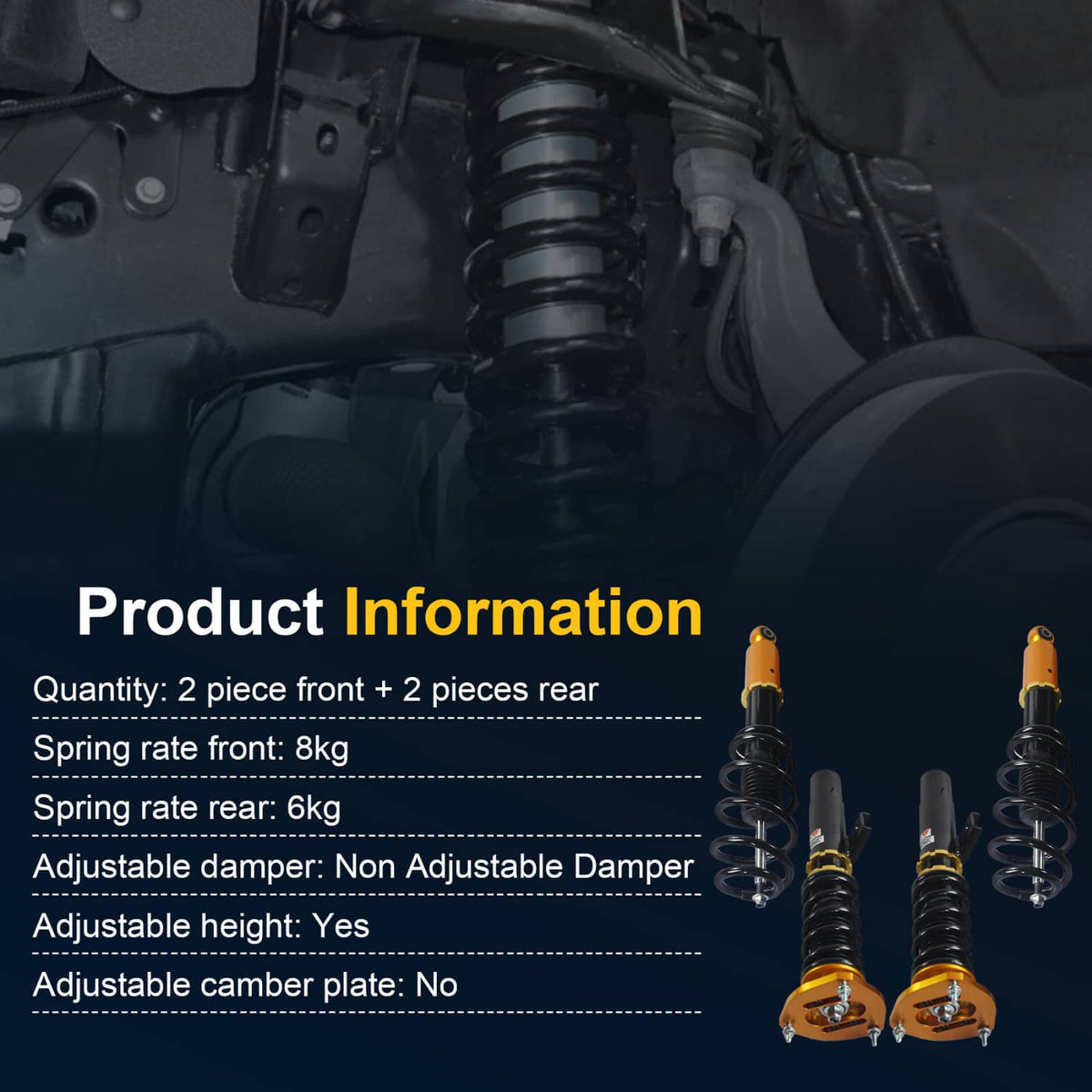 Solidspare Coilover Struts For VW 2006-2009 GTI 2003-2007 Golf MK5 Shock Suspension Kit