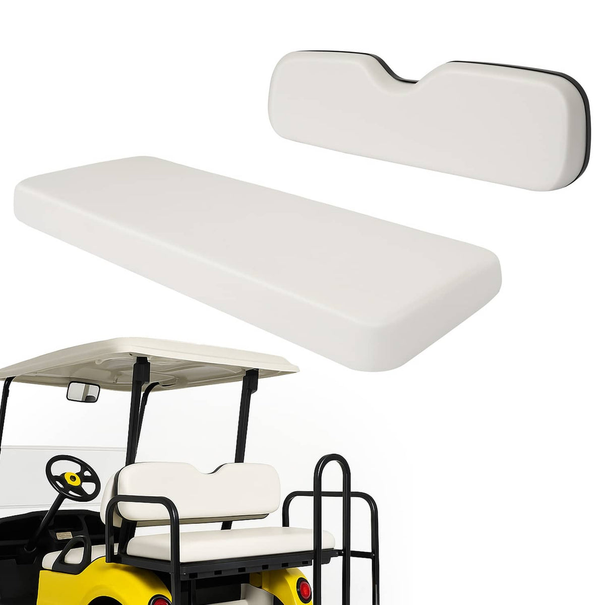 Solidspare White Seat Bottom Backrest Cushion Golf Cart For EZGO RXV,TXT,ST,ST Sport,Valor