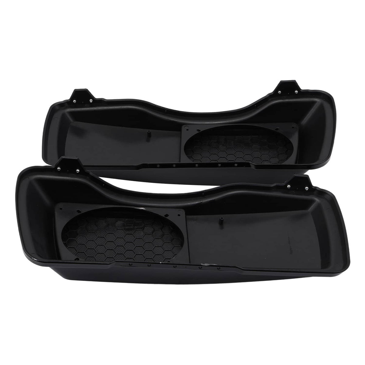 Solidspare Vivid Black Hard Saddlebag Speaker Cover For 1993-2013 Harley Touring Models