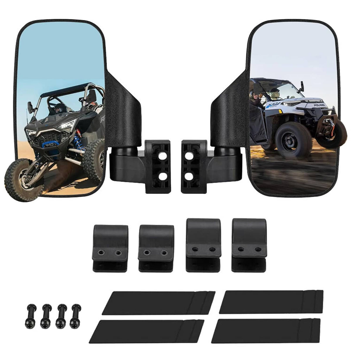 Solidspare 1 Pair UTV Rearview Side Mirrors 1.75" 2" For Polaris RZR Ranger Yamaha YXZ1000R