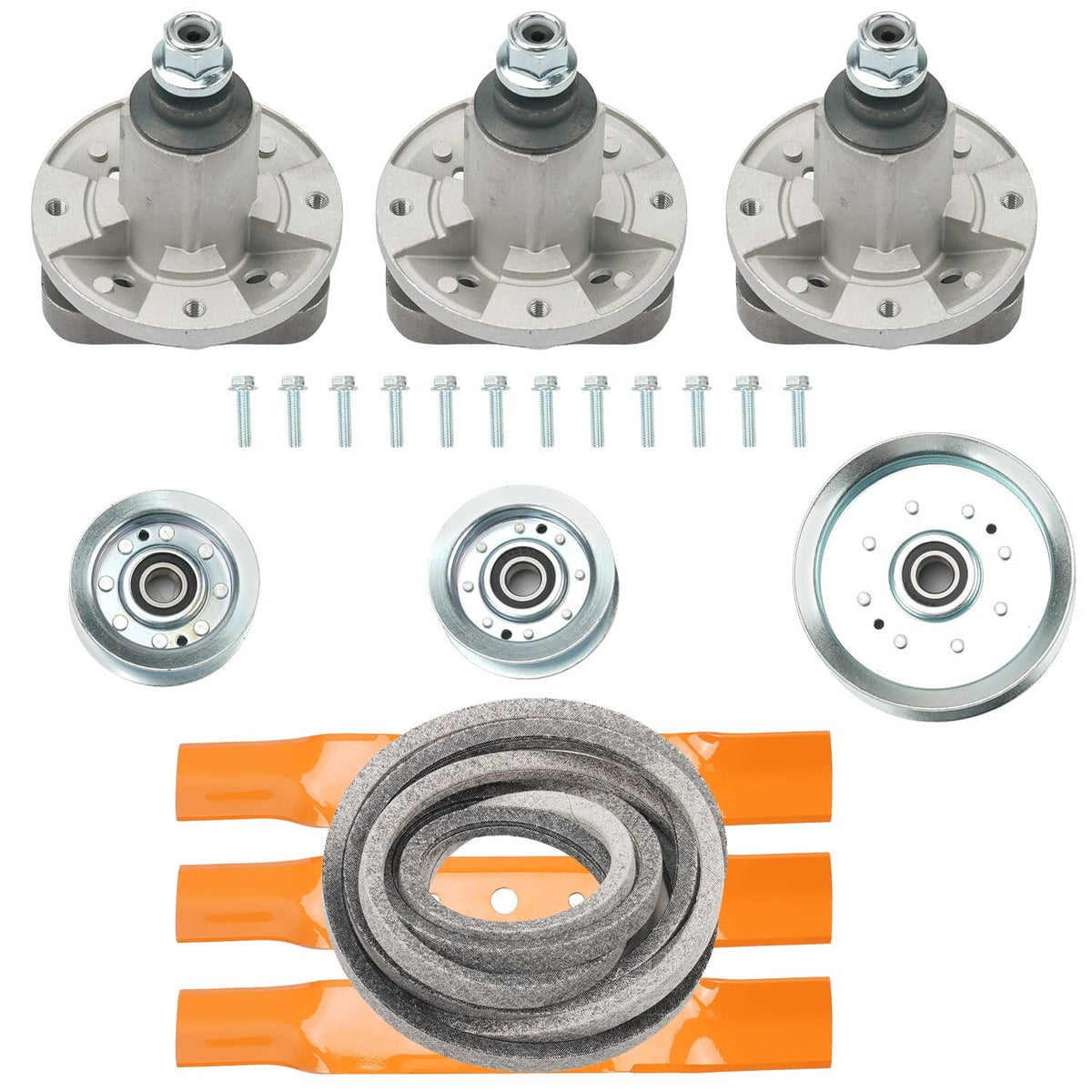 Solidspare Deck Rebuild Kit 48 Inch for John Deere L120 L130 Spindle & Blade & Belt & Idler