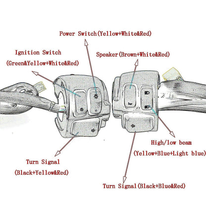 Solidspare 1" Motorcycle Handlebar Control Switches With Wiring Harness Kit For Harley