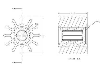 Solid Spare Water Pump Impeller Kashiyama SP 500 Kinki BK-0132 YANMAR 43400-400410 for 6HA