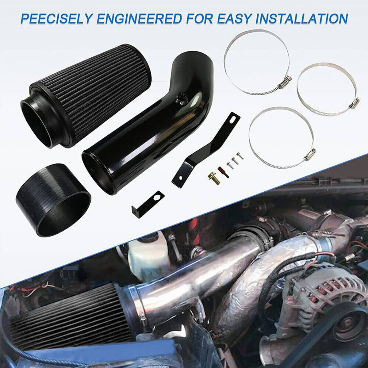 Solidspare Black Cold Air Intake Tube &Filter For 1999-2003 Ford F250 F350 F450 7.3L Diesel