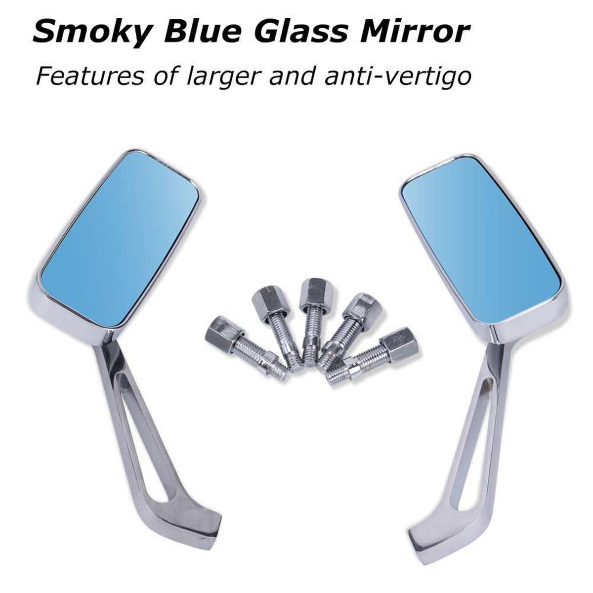 Solidspare 8mm/10mm Motorcycle Rearview Side Rectangle Mirrors For Honda Yamaha Kawasaki