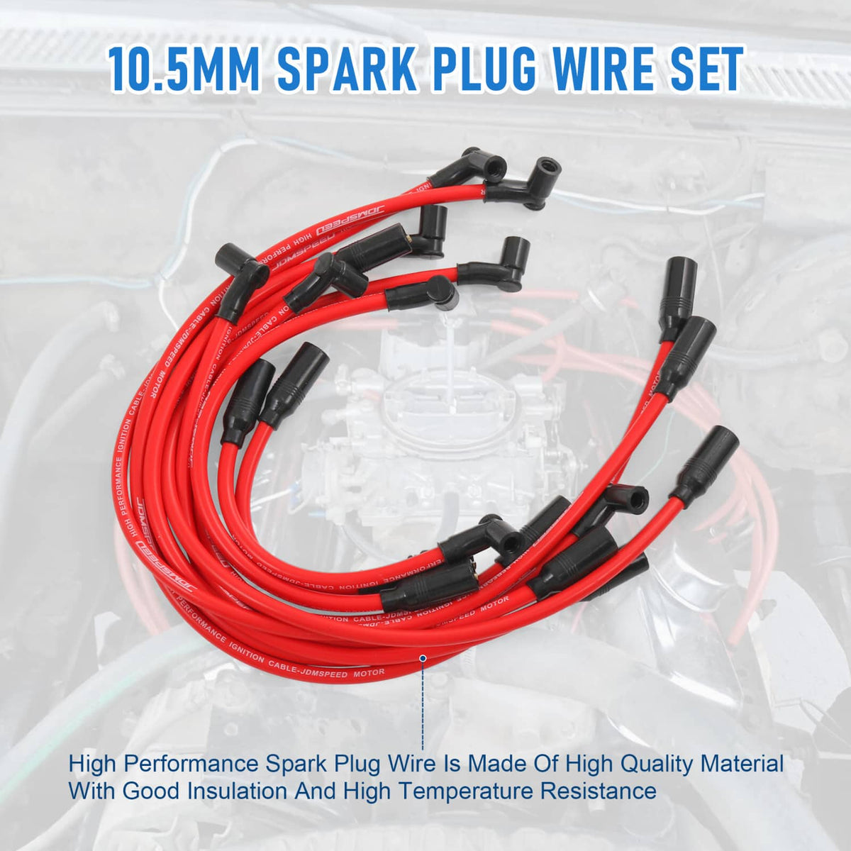 Solidspare Red 10.2 mm Spark Plug Wires Set For 1992-1996 Chevrolet Corvette Lt1 5.7L