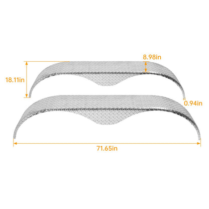 Solidspare Trailer Fenders 14" 15" 16" Tandem Teardrop Tread Plate Cargo 72" L 18" H 9" W