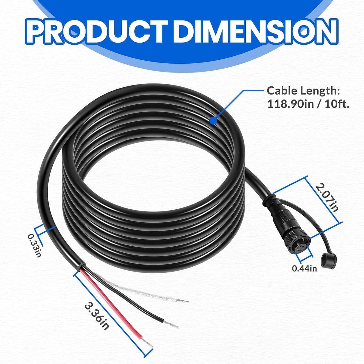 Solidspare PC 13 Power Cable for Humminbird 720110-1 APEX Marine-Rated Power Cable 10 ft