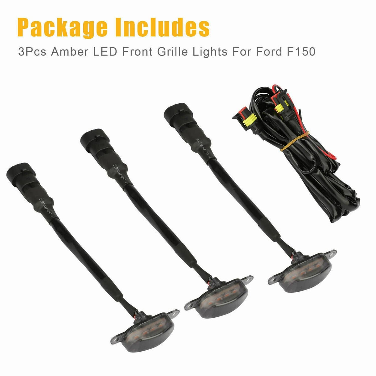 Solid Spare Smoked LED Front Grille Lights Raptor Style 3pcs For 2004-2019 Ford F-150 F250