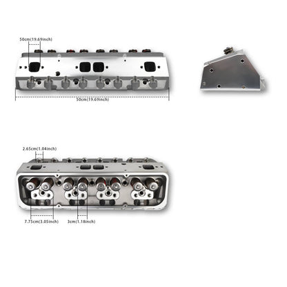 Solidspare 2x Aluminum Cylinder Heads Fit For SBC Chevy 350 190cc 64cc 2.02/1.60 Angle New