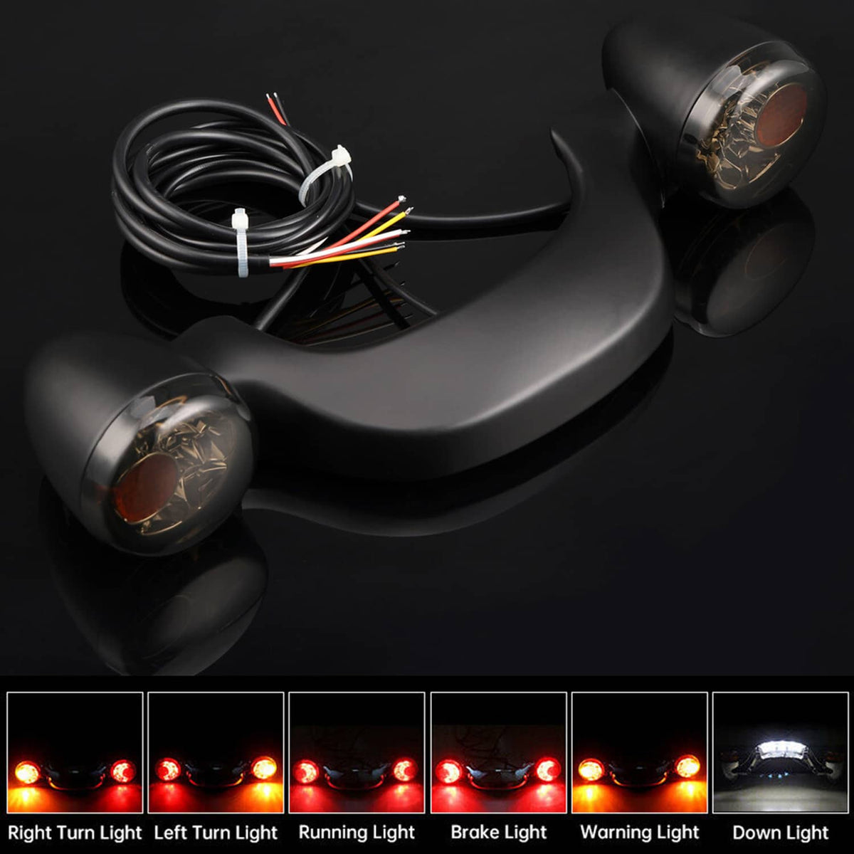 Solidspare Rear Bullet Brake LED Light Bar Turn Signals For Harley Road King Street Glide