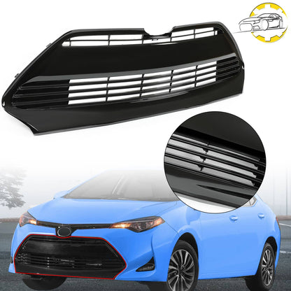 Solid Spare For 2017 2018 2019 Toyota Corolla L LE XLE Front Bumper Lower Grille Black Grill
