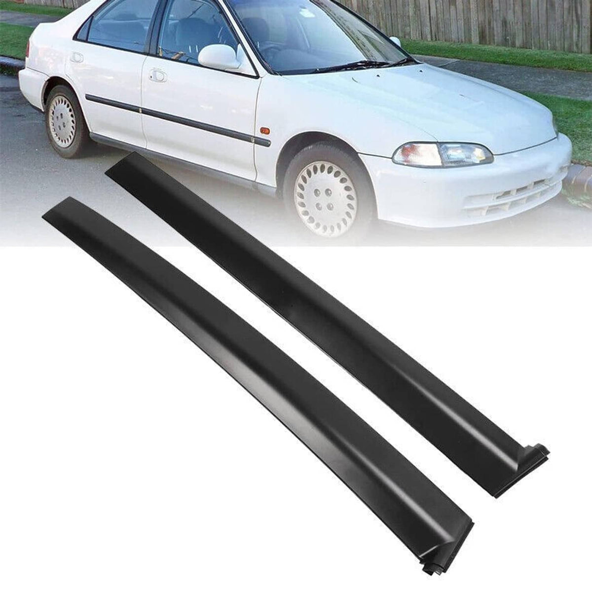 Solidspare Left & Right Side Window Molding Door Sash Trim For 1992-1995 Honda Civic Black