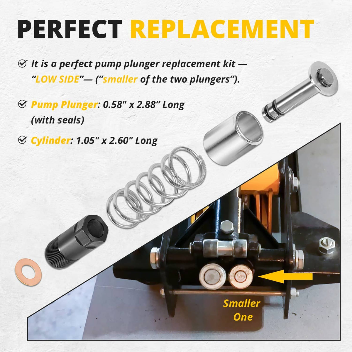 Solidspare Replacement Pump Piston fits Harbor Freight-Costco-Arcan-Matco 3 & 3 1/4 t. jack